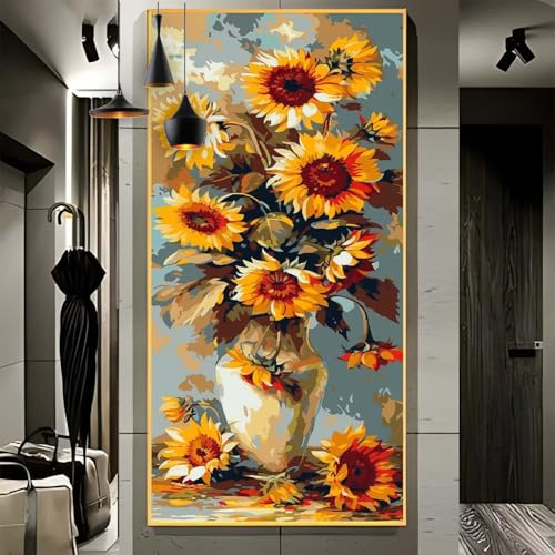 Malen Nach Zahlen Erwachsene Groß 70x180cm， Malen Nach Zahlen Blume Sonnenblume Paint by Numbers Adult， Acrylfarben Leinwand Malen-Nach-Zahlen Anfänger， für Home Wand Dekor Geschenk， [Ohne Rahmen] H16 von Yooyixi