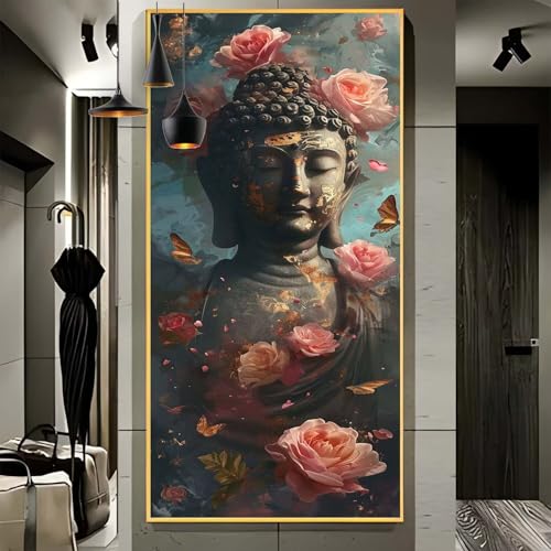 Malen Nach Zahlen Erwachsene Groß 70x180cm， Malen Nach Zahlen Buddha Blume Paint by Numbers Adult， Acrylfarben Leinwand Malen-Nach-Zahlen Anfänger， für Home Wand Dekor Geschenk， [Ohne Rahmen] G23 von Yooyixi