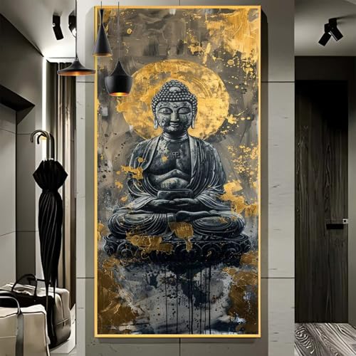 Malen Nach Zahlen Erwachsene Groß 70x180cm， Malen Nach Zahlen Retro Buddha Paint by Numbers Adult， Acrylfarben Leinwand Malen-Nach-Zahlen Anfänger， für Home Wand Dekor Geschenk， [Ohne Rahmen] G31 von Yooyixi