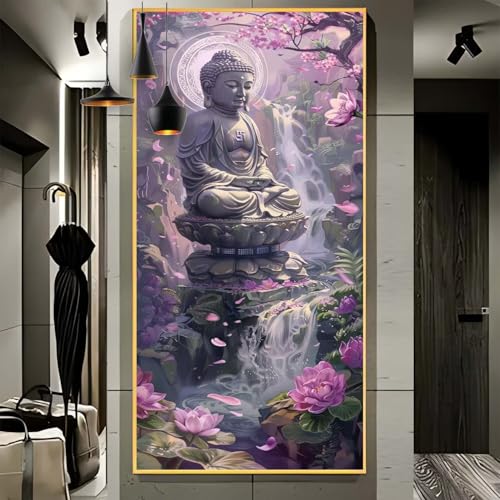 Malen Nach Zahlen Erwachsene Groß 70x180cm，Malen Nach Zahlen Blume Buddha-Statuen Paint by Numbers Adult，Acrylfarben Leinwand Malen-Nach-Zahlen Anfänger，für Home Wand Dekor Geschenk[Ohne Rahmen] G92 von Yooyixi