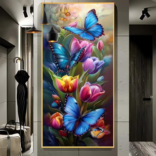 Malen Nach Zahlen Erwachsene Groß 70x180cm，Malen Nach Zahlen Blume Schmetterling Paint by Numbers Adult，Acrylfarben Leinwand Malen-Nach-Zahlen Anfänger，für Home Wand Dekor Geschenk[Ohne Rahmen] G98 von Yooyixi