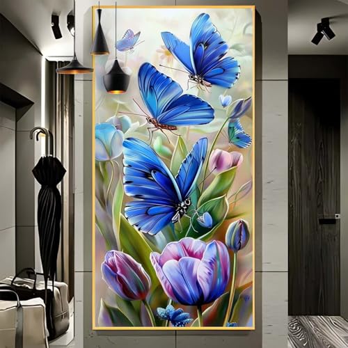 Malen Nach Zahlen Erwachsene Groß 70x180cm，Malen Nach Zahlen Schmetterling Blume Paint by Numbers Adult，Acrylfarben Leinwand Malen-Nach-Zahlen Anfänger，für Home Wand Dekor Geschenk[Ohne Rahmen] G86 von Yooyixi