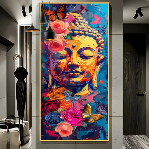 Malen Nach Zahlen Erwachsene Groß 70x180cm，Malen Nach Zahlen Schmetterling Buddha Paint by Numbers Adult，Acrylfarben Leinwand Malen-Nach-Zahlen Anfänger，für Home Wand Dekor Geschenk[Ohne Rahmen] G84 von Yooyixi