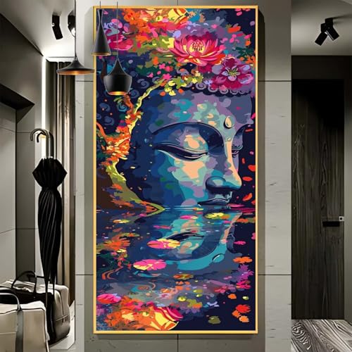 Malen Nach Zahlen Erwachsene Groß 80x200cm， Malen Nach Zahlen Buddha Lotus Paint by Numbers Adult， Acrylfarben Leinwand Malen-Nach-Zahlen Anfänger， für Home Wand Dekor Geschenk， [Ohne Rahmen] G24 von Yooyixi