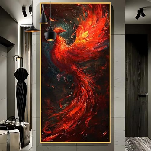 Malen Nach Zahlen Erwachsene Groß 80x200cm， Malen Nach Zahlen Rot Phönix Paint by Numbers Adult， Acrylfarben Leinwand Malen-Nach-Zahlen Anfänger， für Home Wand Dekor Geschenk， [Ohne Rahmen] G68 von Yooyixi