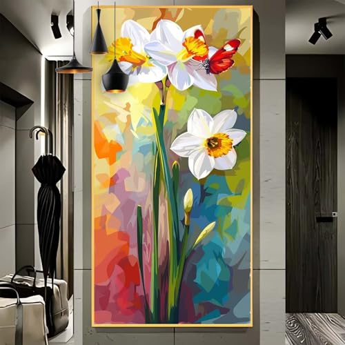 Malen Nach Zahlen Erwachsene Groß 80x200cm，Malen Nach Zahlen Blume Schmetterling Paint by Numbers Adult，Acrylfarben Leinwand Malen-Nach-Zahlen Anfänger，für Home Wand Dekor Geschenk[Ohne Rahmen] G96 von Yooyixi