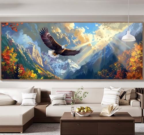 Malen Nach Zahlen Erwachsene Groß 90x240cm， Malen Nach Zahlen Adler Wald Paint by Numbers Adult， Acrylfarben Leinwand Malen-Nach-Zahlen Anfänger， für Home Wand Dekor Geschenk， [Ohne Rahmen] E72 von Yooyixi