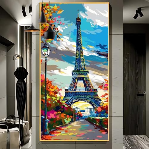 Malen Nach Zahlen Erwachsene Groß 90x240cm， Malen Nach Zahlen Eiffel Zu Farbe Paint by Numbers Adult， Acrylfarben Leinwand Malen-Nach-Zahlen Anfänger， für Home Wand Dekor Geschenk， [Ohne Rahmen] F5 von Yooyixi