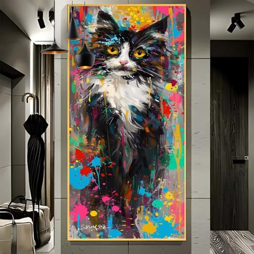 Malen Nach Zahlen Erwachsene Groß 90x240cm， Malen Nach Zahlen Farbe Katze Paint by Numbers Adult， Acrylfarben Leinwand Malen-Nach-Zahlen Anfänger， für Home Wand Dekor Geschenk， [Ohne Rahmen] F43 von Yooyixi