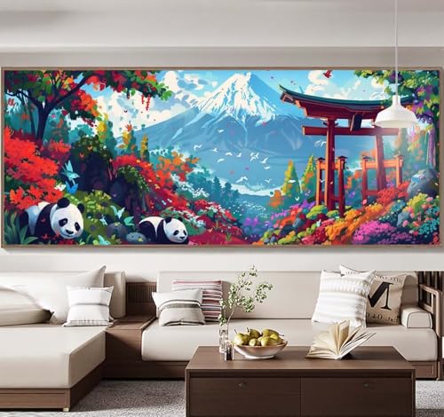 Malen Nach Zahlen Erwachsene Groß 90x240cm， Malen Nach Zahlen Panda Berg Paint by Numbers Adult， Acrylfarben Leinwand Malen-Nach-Zahlen Anfänger， für Home Wand Dekor Geschenk， [Ohne Rahmen] E44 von Yooyixi