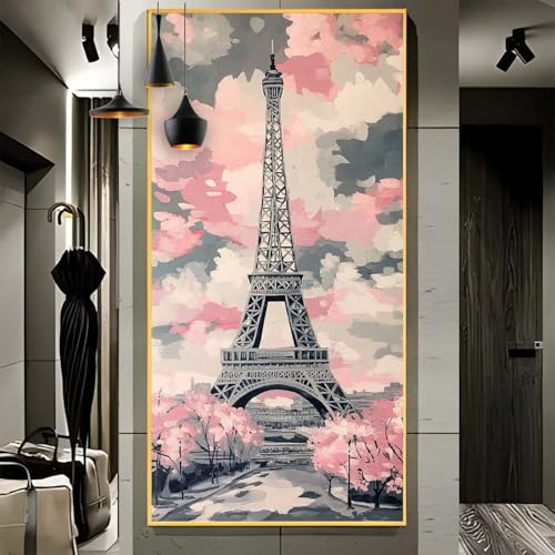 Malen Nach Zahlen Erwachsene Groß 90x240cm， Malen Nach Zahlen Paris Eiffelturm Paint by Numbers Adult， Acrylfarben Leinwand Malen-Nach-Zahlen Anfänger， für Home Wand Dekor Geschenk， [Ohne Rahmen] F9 von Yooyixi