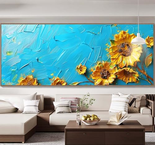 Malen Nach Zahlen Erwachsene Groß 90x240cm， Malen Nach Zahlen Sonnenblume Kunst Paint by Numbers Adult， Acrylfarben Leinwand Malen-Nach-Zahlen Anfänger， für Home Wand Dekor Geschenk， [Ohne Rahmen] E29 von Yooyixi