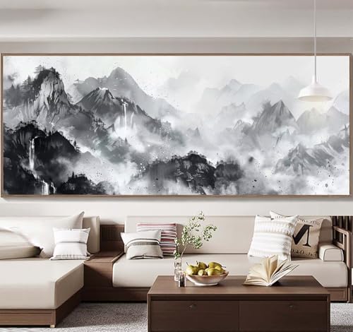 Malen Nach Zahlen Erwachsene Groß 90x240cm， Malen Nach Zahlen chinesisch Tinte Paint by Numbers Adult， Acrylfarben Leinwand Malen-Nach-Zahlen Anfänger， für Home Wand Dekor Geschenk， [Ohne Rahmen] F3 von Yooyixi