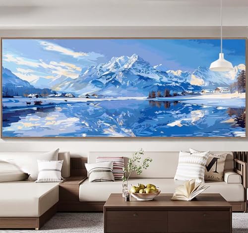 Malen Nach Zahlen Erwachsene Groß 90x240cm，Malen Nach Zahlen Schneemann Landschaft Paint by Numbers Adult，Acrylfarben Leinwand Malen-Nach-Zahlen Anfänger，für Home Wand Dekor Geschenk[Ohne Rahmen] E47 von Yooyixi