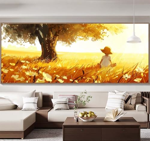 Malen Nach Zahlen Erwachsene Groß 90x240cm，Malen Nach Zahlen Sonnenuntergang Baum Paint by Numbers Adult，Acrylfarben Leinwand Malen-Nach-Zahlen Anfänger，für Home Wand Dekor Geschenk[Ohne Rahmen] E19 von Yooyixi