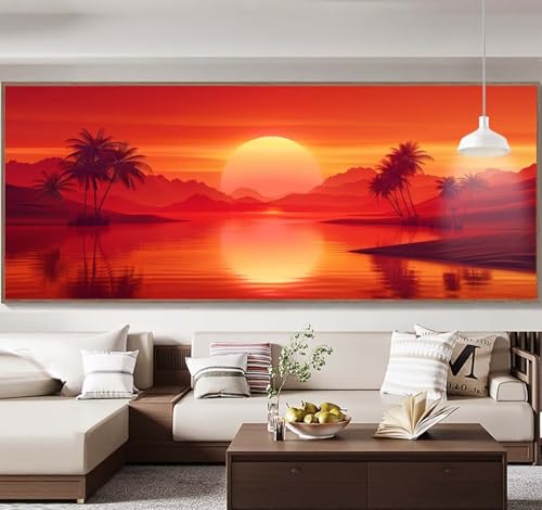 Malen Nach Zahlen Erwachsene Groß 90x240cm，Malen Nach Zahlen Sonnenuntergang Fluss Paint by Numbers Adult，Acrylfarben Leinwand Malen-Nach-Zahlen Anfänger，für Home Wand Dekor Geschenk[Ohne Rahmen] E8 von Yooyixi