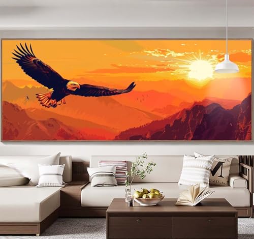 Malen Nach Zahlen Erwachsene Groß 90x240cm，Malen Nach Zahlen Sonnenuntergang Weißkopfseeadler Paint by Numbers Adult，Acrylfarben Leinwand Malen-Nach-Zahlen Anfänger，Home Dekor Gift[Ohne Rahmen] D95 von Yooyixi