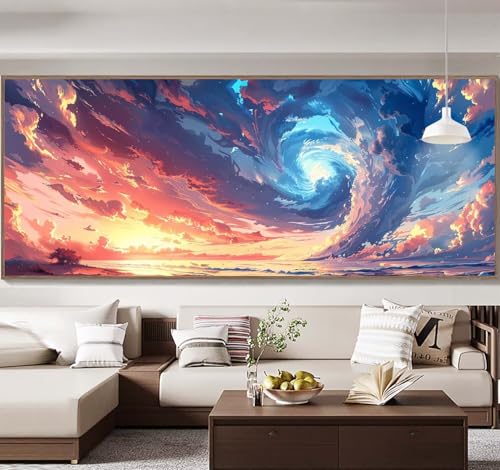 Malen Nach Zahlen Erwachsene Groß 90x240cm，Malen Nach Zahlen Wolke Sonnenuntergang Paint by Numbers Adult，Acrylfarben Leinwand Malen-Nach-Zahlen Anfänger，für Home Wand Dekor Geschenk[Ohne Rahmen] E95 von Yooyixi