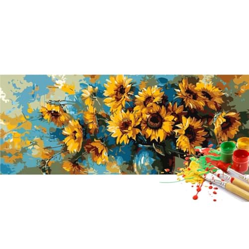 Malen Nach Zahlen Gänseblümchen Sonnenblume Malen Nach Zahlen Erwachsene Anfänger, DIY Set Ölgemälde Malen Nach Zahlen XXL, Acrylfarben Painting by Numbers Wanddekoration 40x80cm (Ohne Rahmen)-YH285 von Yooyixi