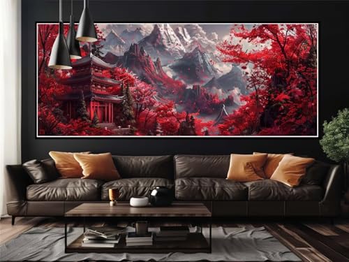 Malen Nach Zahlen Japan Landschaft Malen Nach Zahlen Erwachsene Anfänger, DIY Set Ölgemälde Malen Nach Zahlen XXL, Acrylfarben Painting by Numbers Geschenk Wanddekoration 40x100cm (Ohne Rahmen)-YH19 von Yooyixi