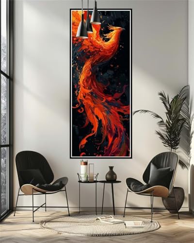 Malen Nach Zahlen Phönix Feuer Malen Nach Zahlen Erwachsene, DIY Set Ölgemälde Malen Nach Zahlen XXL, Acrylfarben Painting by Numbers Bastelset, Geschenk Wanddekoration, 60x150cm (Ohne Rahmen)-YH327 von Yooyixi