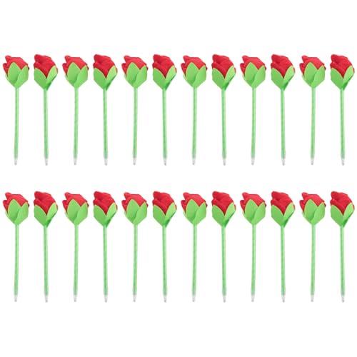 Yopeissn 24 Stk Gefüllte Rosenblüten-Kugelschreiber Süße Stifte Rosenstifte Zuverlässige -Plüsch-Blumenstrauß-Stifte von Yopeissn