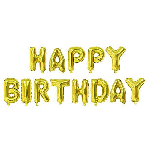Yopeissn Aluminium Folie "Happy Birthday" Brief Ballon Set 16 Geburtstags Feier Dekor Ballons-Gold von Yopeissn