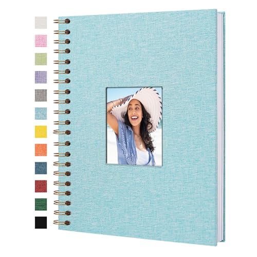 Yopih Fotobuch Scrapbook mit Leineneinband, 20 x 28 Cm Hardcover mit weißem Kraftpapier-Seiten, für Reisen Hochzeit Gästebuch Weihnachten Baby Shower (20 Blätter/40 Seiten) von Yopih