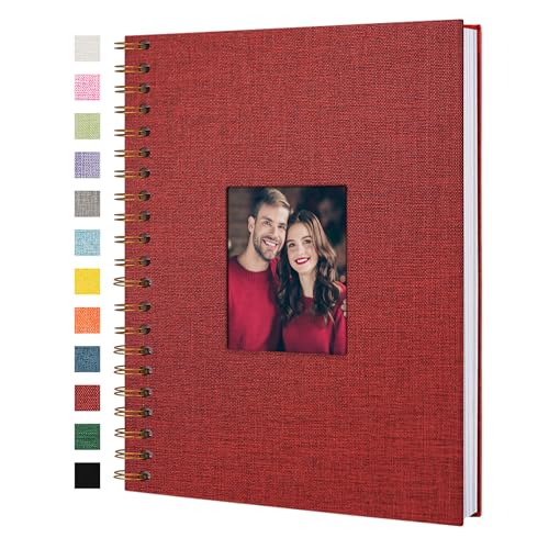 Yopih Fotobuch Scrapbook mit Leineneinband, 20 x 28 Cm Hardcover mit weißem Kraftpapier-Seiten, für Reisen Hochzeit Gästebuch Weihnachten Baby Shower (40 Blätter/80 Seiten) von Yopih