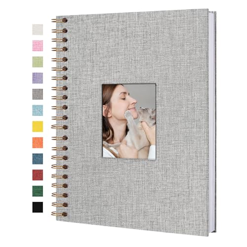 Yopih Fotobuch Scrapbook mit Leineneinband, 20 x 28 Cm Hardcover mit weißem Kraftpapier-Seiten, für Reisen Hochzeit Gästebuch Weihnachten Baby Shower (40 Blätter/80 Seiten) von Yopih