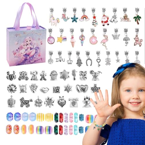 Yorajuy Charm-Armband-Bastelset, Charm-Armband-Bastelset für Mädchen | 88X Meerjungfrau-Charm-Anhänger-Set | Charm-Set für Mädchen, Spielzeug, Bastelset für Armbänder, Schmuckherstellungsset für den von Yorajuy