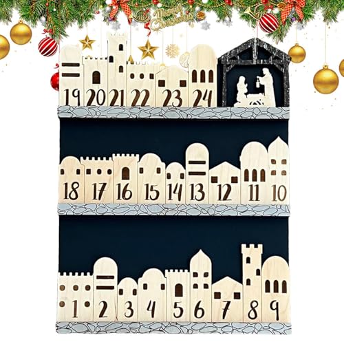 Yorajuy Krippenkalender aus Holz, Weihnachts-Countdown, Mary Joseph Reise-Countdown-Dekoration, Countdown-Kalenderschild, Countdown-Kalender-Ornament, Weihnachts-Adventskalender 2024 von Yorajuy