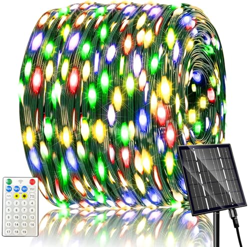 400LED Solar Lichterkette Aussen, 19 Modi Weihnachtsbeleuchtung Außen, IP65 Wasserdichte Led Lichterkette Außen, Weihnachtsbeleuchtung Außen für Balkon, Garten, Weihnachtsbaum, Party von Yorezcop