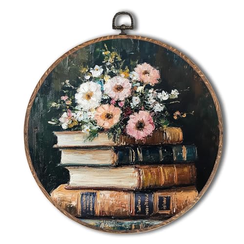 Yorhifa Moody Floral Book Gerahmte Wandkunst, Buchecke, runde Wandkunst, Leseecke, runde Wanddekoration, Vintage-Bibliothekskreis, Leinwand-Kunstwerk, Hängedekoration, 25,4 x 25,4 cm Yorhifa Moody Floral Book Gerahmte Wandkunst, Buchecke, runde Wandkunst, Leseecke, runde Wanddekoration, Vintage-Bibliothekskreis, Leinwand-Kunstwerk, Hängedekoration, 25,4 x 25,4 cm von Yorhifa