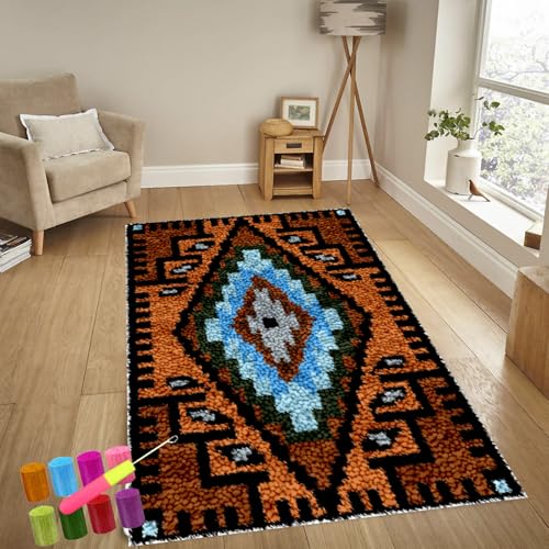 Knüpfteppich Zum Selber Knüpfen-Sets Groß Latch Hook Rug, Handarbeit Selbst Knüpfen Set, Vorgedrucktes Muster Leinwand Teppich Stickerei Handwerk Für Erwachsene Handarbeiten Diy Teppich 80 x 115 cm von YosetomhLvey