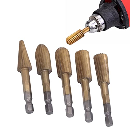 5pcs Rotationsdatei Burr Schleifbit Set Hochgeschwindigkeits -Stahl -Hex -Shank -Werkzeugkit Zum Feinen Schnitzen von Harz Plastikporzellan Weichmetallstein mit Universal Shank 5pcs Rotationsdatei Burr Schleifbit Set Hochgeschwindigkeits -Stahl -Hex -Shank -Werkzeugkit Zum Feinen Schnitzen von Harz Plastikporzellan Weichmetallstein mit Universal Shank von Yosoo Health Gear