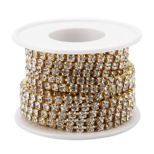 Kristall-Strass-Kette Zum Selbermachen, Modische, Geschlossene Cup-Kette, Bekleidung, Dekor-Zubehör, Große SS18-Strass-Kettenrolle Zum Aufnähen von Borten, Basteln von Schmuck, von Yosoo Health Gear