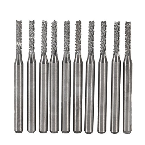 Schaftfräser, 10 Stück Fräser, Hartmetallfräser, 2 Mm Hartmetall-Schaftfräser, Gravur-Bits, Schnitzbohrer, SMT-CNC-Leiterplattenschneider von Yosoo Health Gear