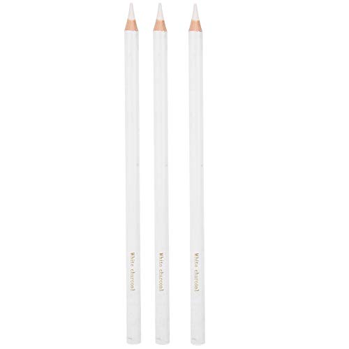 Weißer Kohle Bleistift, 3 Stück Weiß Kohlestifte, White Charcoal Pencil, Zeichnung White Pencils, Weiße Buntstifte Papierwischer, Sketching Pencil für Highlight, Schreibwaren Painting Art Supplies von Yosoo Health Gear