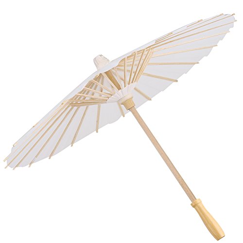 Papierschirm, Weißer Papierschirm, Papier Dekorativer Regenschirm Sonnenschirm, Chinesischer Japanischer Regenschirm Hochzeit Braut Party Dekor Foto Cosplay Prop(60cm) von Yosoo Health Gear