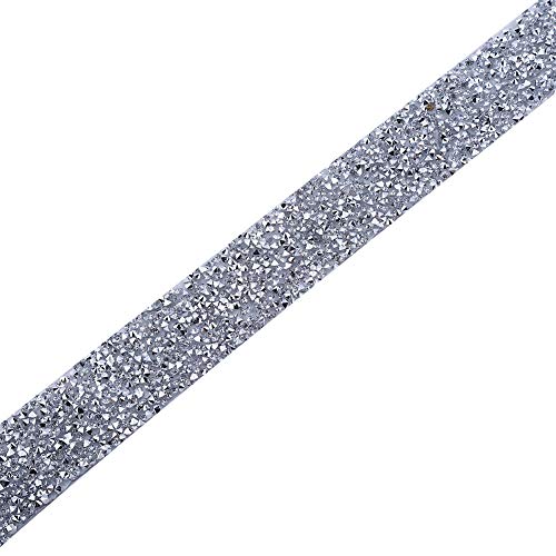 Dekorativer Gürtel mit glitzernder Rückseite, 3 cm breit, 91 cm lang, mit Strasssteinen, Brautschärpe, Strassapplikation, modische klare Strasssteine für Hochzeit, Kuchendekoration (Silber) von Yosoo