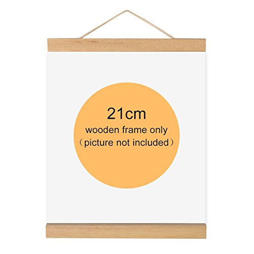 Magnetischer Bilderrahmen, Natur Holz Rahmen Bild Poster Artwork auf Leinwand Aufhänger für Home Dekoration Wand weiß Holz, 21 cm von Yosoo