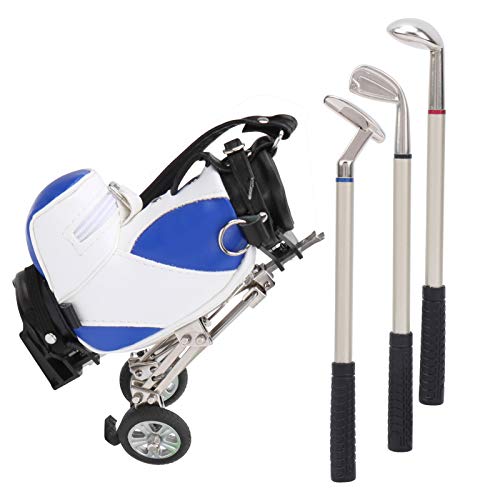 Yosoo Minigolf-Stiftset mit 3 Kugelschreibern und Golftaschenhalter, Perfektes Schreibtischzubehör für die Organisation, Tolles für Golfer (Blau Weiss) von Yosoo