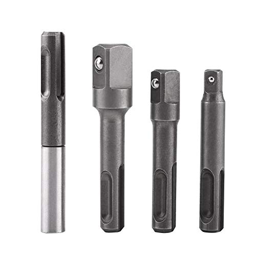 Yosoo SDS Plus Stecknuss-Adapter-Set, Schlagbohrmaschine Adapter, Bohrerbuchse, SDS Plus-Schaft auf 1/4" Sechskantbuchsenadapter und 1/4" 3/8" 1/2" Vierkantbohrer-Verlängerungsstecker von Yosoo