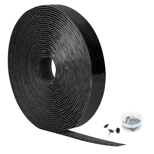 Yotache Klettband Selbstklebend 6.9M lang 20mm breit und Pushpins für Türgitter Installation, Nylon, Schwarz von Yotache