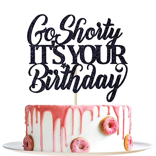 Go Shorty It's Your Birthday Cake Topper Lustige Happy Birthday Cake Topper Rap Theme Geburtstag Party Dekorationen Supplies Schwarz Glitzer von Yotawebery