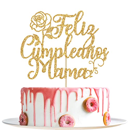 Gold Glitter Feliz Cumpleaños Mamá Kuchendekoration – Happy Birthday Mom Kuchen Dekorationen – Happy Mother's Day, Mom Birthday Party Dekorationen von Yotawebery