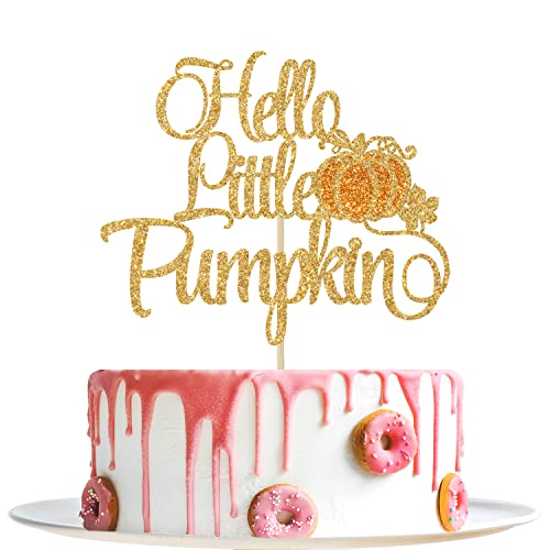 Hello Little Pumpkin Cake Topper, Kürbis Babyparty Cake Topper, Sweet Pumpkin, Fall Gender Reveal Baby Shower Party Dekorationen Gold Glitter von Yotawebery