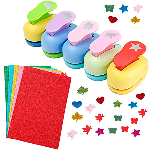 YouYuer 5PCS Motivstanzer Papierstanzer Niedlich Muster Klein Motivlocher Mini Craft Papier Schläge Papier Form Ausstanzer Stanzer Motivstanzer für Basteln, Scrapbooking,Fotos,Grußkarten (A) von YouYuer