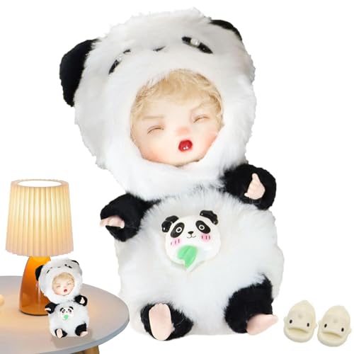 Youding Plüschpuppen, Plüschpuppen, Lernpuppe für Kleinkinder – Reborn-Puppenspielzeug, kleine Puppe mit abnehmbarer Panda-Kleidung, echte Puppen für von Youding